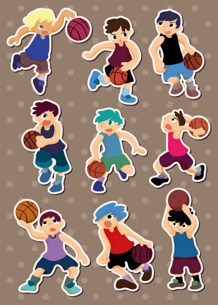 Cartoon basketball player stickers — Stock Vector