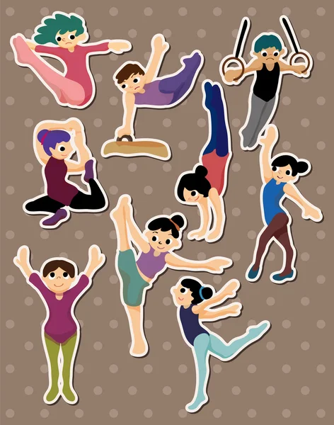 Cartoon gymnastic stickers — Stock Vector