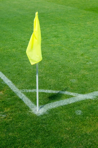 Flaga w rogu stadionu piłkarskiego — Zdjęcie stockowe