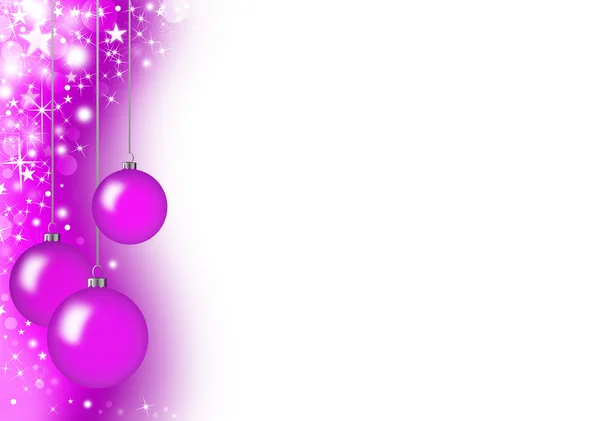 Christmas card with purple glass balls — Stock Photo, Image