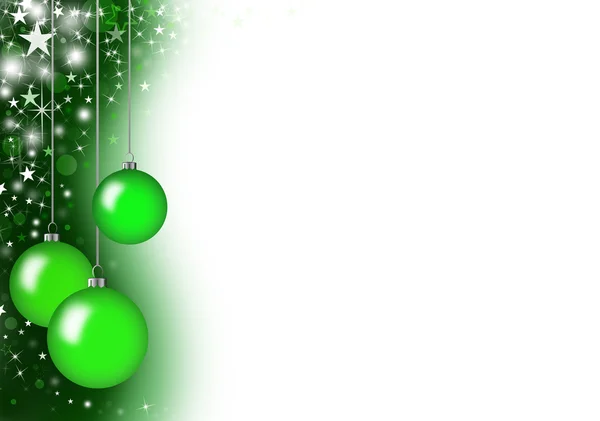 Vánoční přání s zelených skleněných kuliček — Stock fotografie