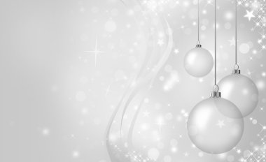 Elegant silver Christmas card with glass balls clipart