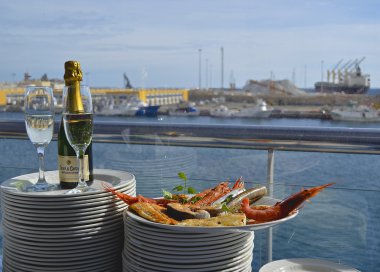 Open Buffet in Almeria spanish port. clipart