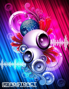 Vector illustration for a musical theme with speakers clipart