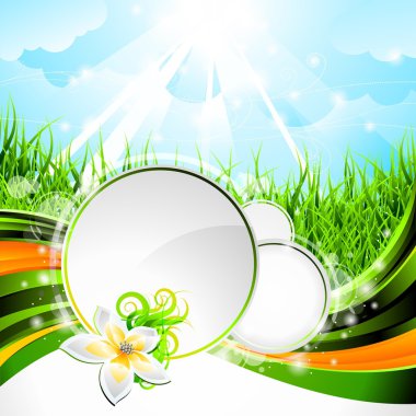 Vector background design on a spring and nature theme with flower clipart