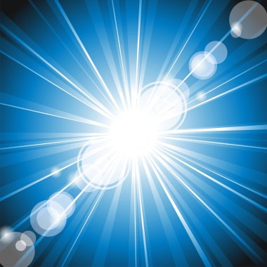 Vector colour ray of lights explosion with lens glare effect. clipart