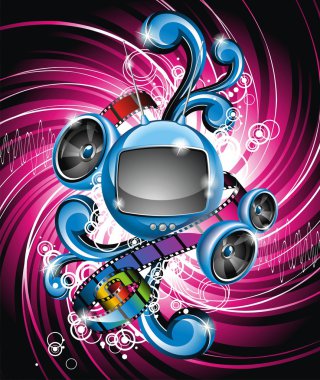 Vector illustration for a musical theme with speakers clipart