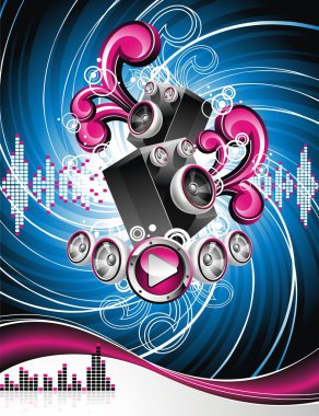 Vector illustration for a musical theme with speakers clipart