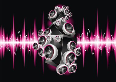 Vector illustration for a musical theme with speakers clipart