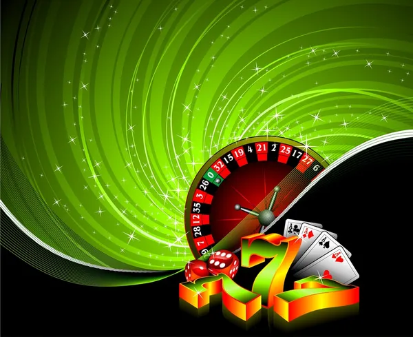 Illustrazione del gioco d'azzardo con elementi del casinò su sfondo grunge. — Vettoriale Stock