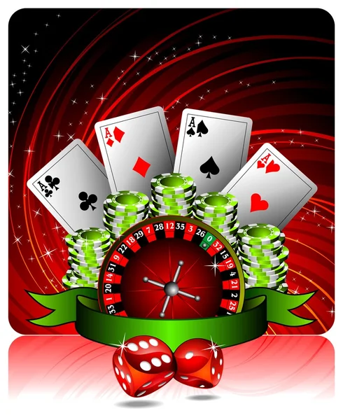 Glücksspiel Illustration mit Casino-Elementen — Stockvektor