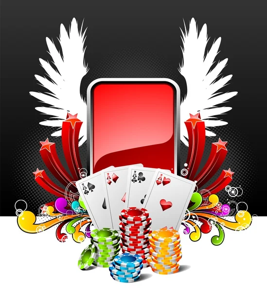 Illustrazione del gioco d'azzardo con elementi del casinò — Vettoriale Stock