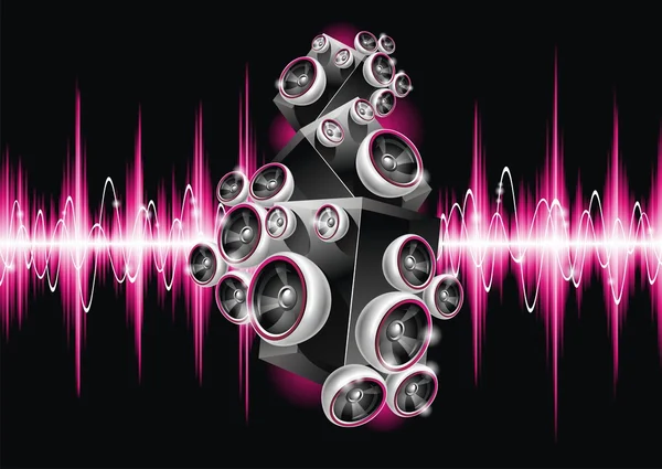 Ilustracja wektorowa na temat muzyczny z głośnikami — Wektor stockowy