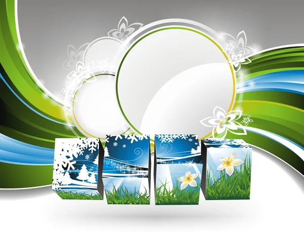 Vector background on a spring theme with nature cubes. — Stock Vector