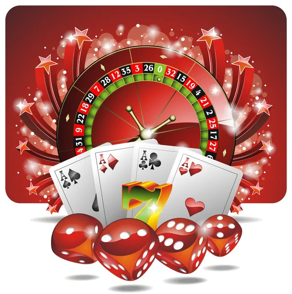 Εικονογράφηση διανυσματικών τυχερών παιχνιδιών με στοιχεία καζίνο — Διανυσματικό Αρχείο