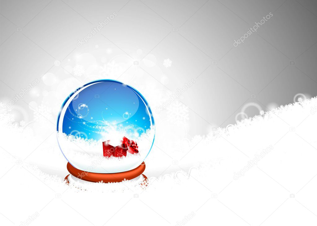 Vector illustration on a Christmas theme with snow globe against and magic