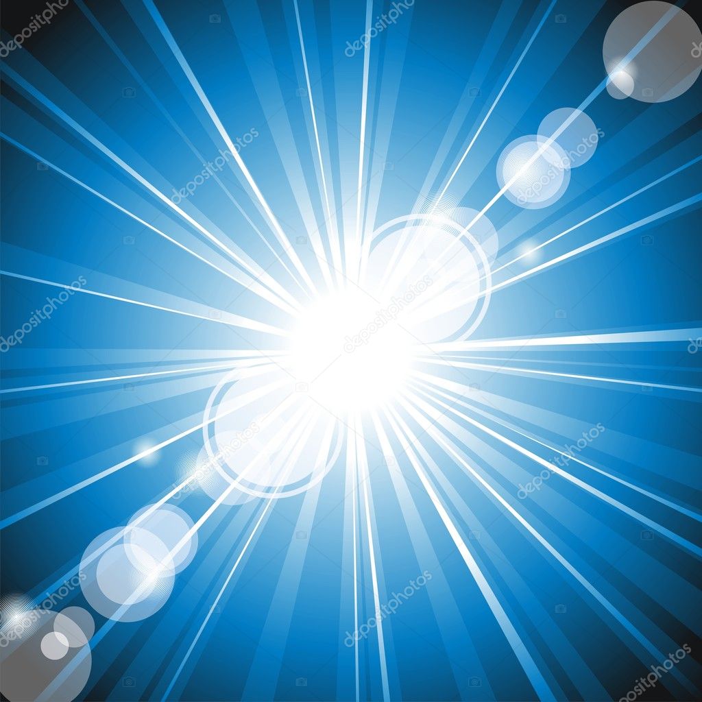Vector colour ray of lights explosion with lens glare effect.