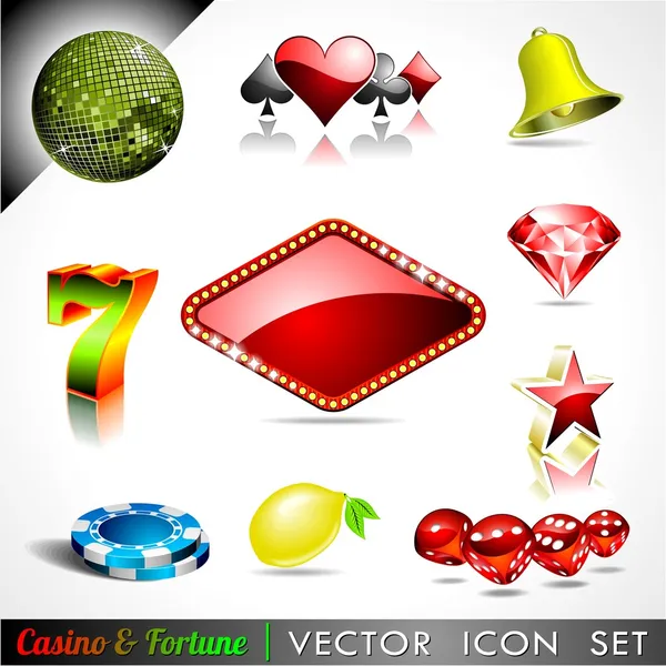 Colección de iconos vectoriales en un tema de casino y fortuna. — Vector de stock