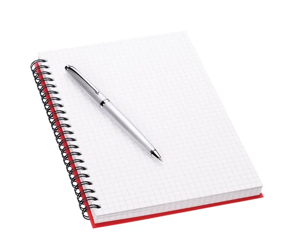 Pen on open notebook — Stock Photo, Image