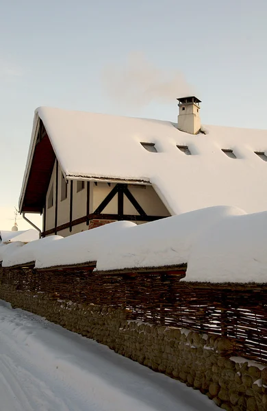 stock image Winter country building under the snow