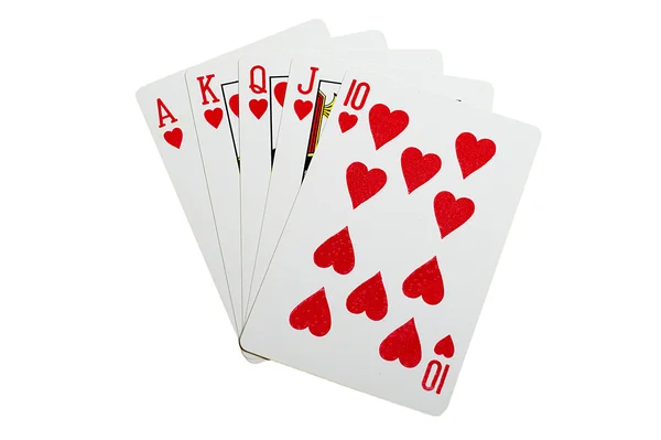 Royal flush hearts for poker — Stock Photo, Image