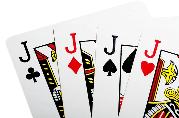 Quads of jack for poker closeup — Stock Photo, Image