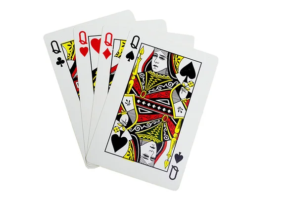 Quads van koningin voor poker — Stockfoto