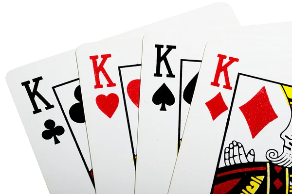 Чотири короля для покеру крупним планом — стокове фото