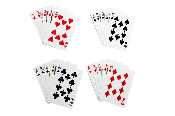 Conjunto de cartas royal flush para poker Imagens De Bancos De Imagens