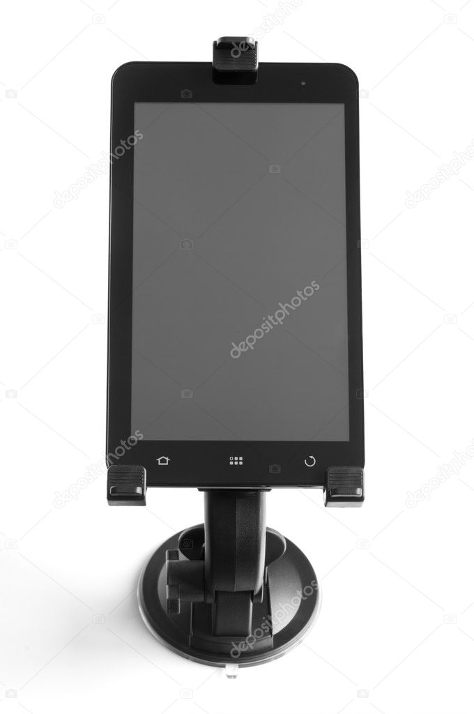 Blank tablet pad pc with vacuum stand in front view