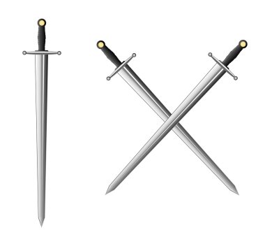 Sword and two crossed swords clipart