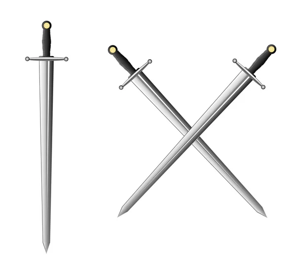 Sword and two crossed swords — Stock Vector