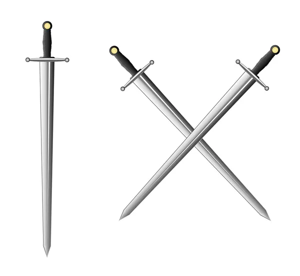 Σπαθί και δύο σταυρωμένα ξίφη Royalty Free Εικονογραφήσεις Αρχείου