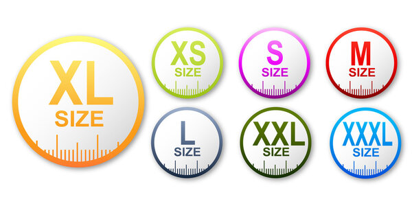 Size clothing stickers set