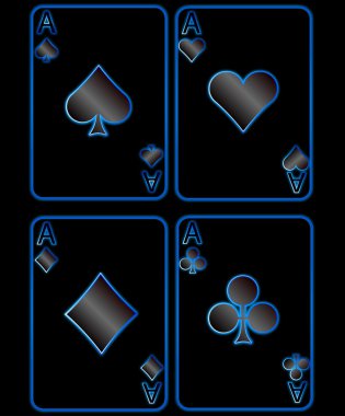 Neon casino cards clipart