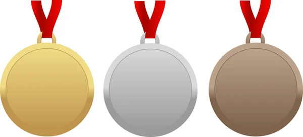 Medaglie d'oro, d'argento e di bronzo — Vettoriale Stock