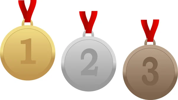 Gold-, Silber- und Bronze-Medaillen — Stockvektor