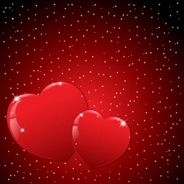Два серця на червоному тлі — стоковий вектор