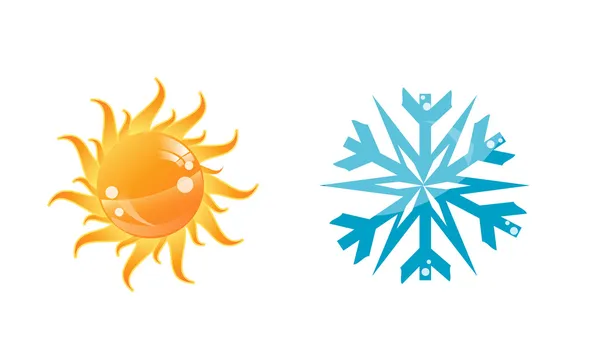 Солнце и снежинка — стоковый вектор