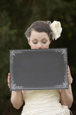 Bride and blank board clipart