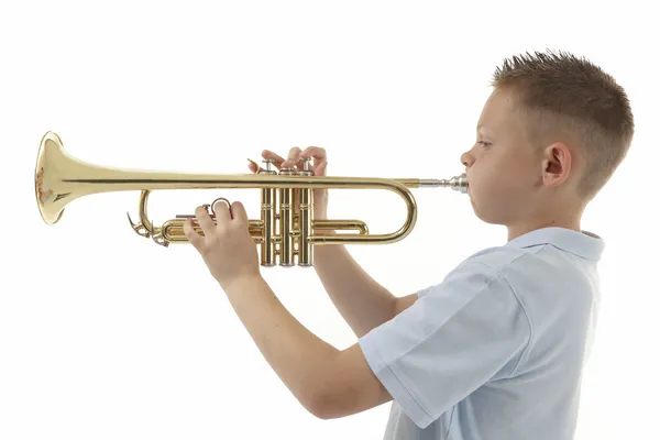 Çocuk oyun trompet — Stok fotoğraf