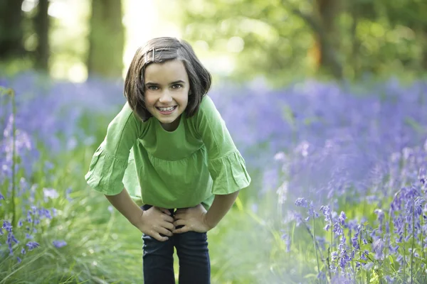 Çocuk ve bluebells — Stok fotoğraf