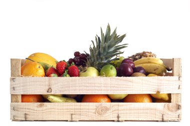 Fruit in wooden box clipart