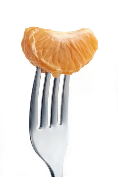 Pomarańczowy na widelec — Zdjęcie stockowe