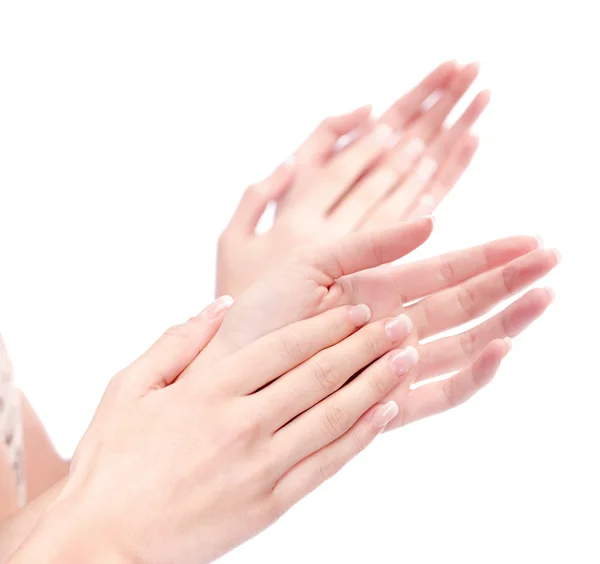 Two woman hands applauding, isolated on white — Stock Photo © imarin ...