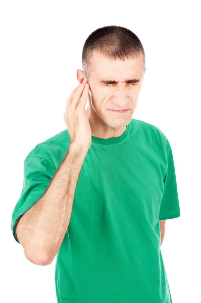 Forte dolore all'orecchio — Foto Stock