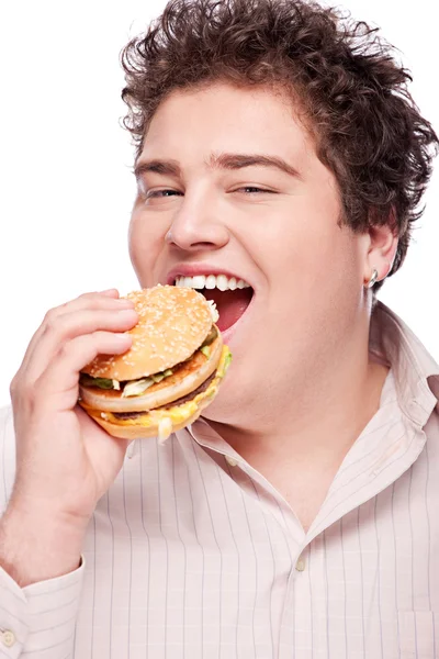 Chubby man and food — Stock Photo, Image