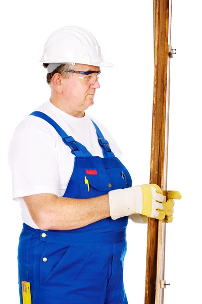 Worker with boards — Stock Photo, Image