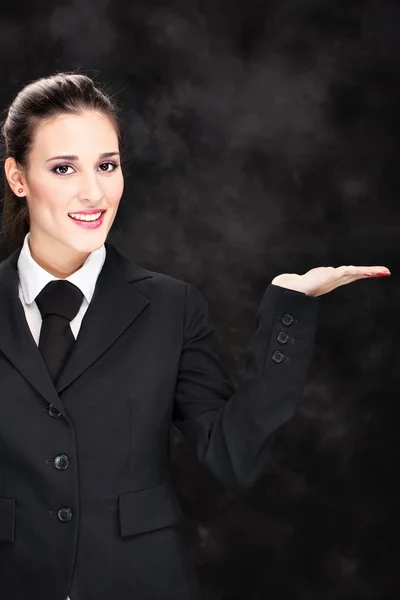Smiled business woman and hand — Stockfoto