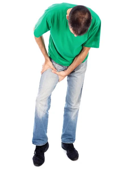 Man have pain in leg, thigh — Stock Photo, Image